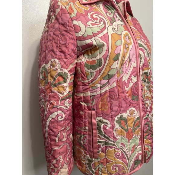 EUC ETRO Milano ITALY Quilted Pink Paisley DOUBLE Zip Front Jacket Size 40 US6/8 - Picture 2 of 16